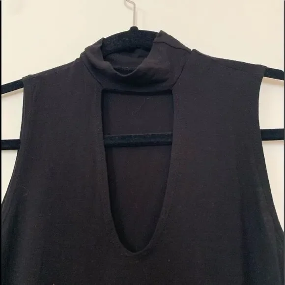 Groceries Apparel Black KeyHole Mock Neck Sleeveless Top Organic Cotton Blend XS - Picture 4 of 9